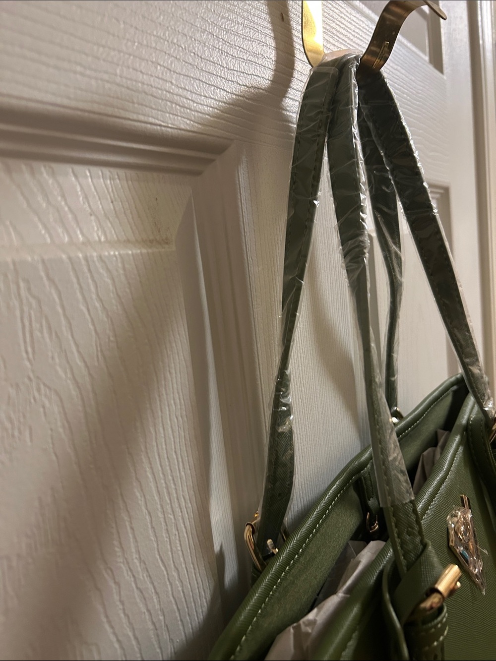 Valentino Orlandi NWT Olive Green Tote Handbag with Matching Pouch - Picture 4 of 7